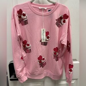 WORKSHOP PINK LONG sleeve TOP size small  with sequined cupcakes 🧁